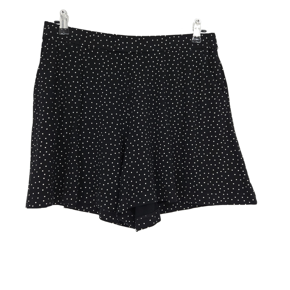 J. Jill Wearever Shorts Black Polka Dot High Rise Pull On Stretch Knit Petite PM